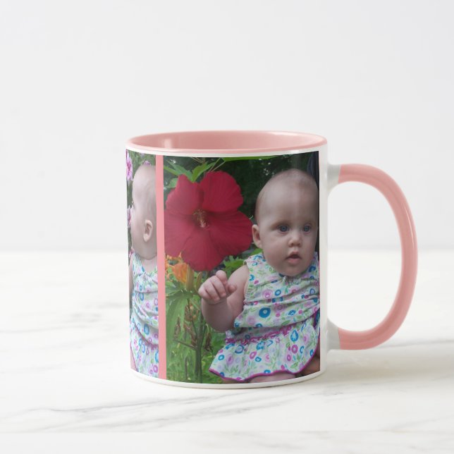 3 Large Photos Pink Background Easy Upload Mug (Right)