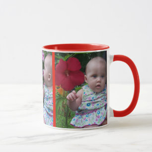3 Large Photos Red Background Easy Upload Mug