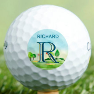 3 Layered Custom Monogram Golf Course First Name   Golf Balls