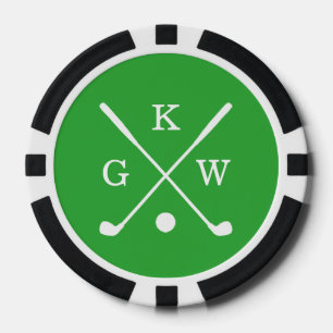 3-Letter Golf Clubs Green Monogram Poker Chips
