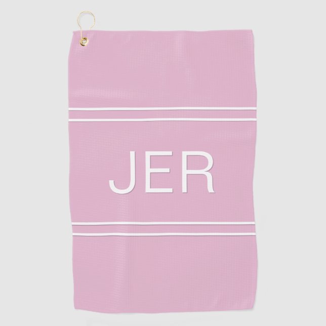 3 Letter Initials Monogrammed Pink Golfer's Best Golf Towel (Front)