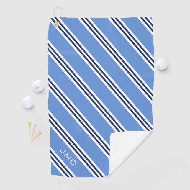 3-Letter Monogram Blue Stripes Golf Towel (InSitu)