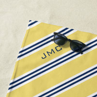 3-Letter Monogram Yellow and Blue Stripes