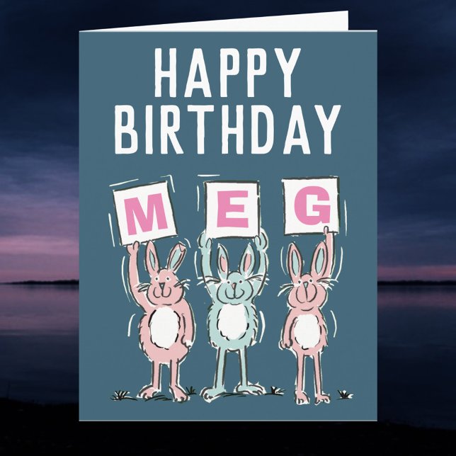 3 Letter Name Happy Birthday Rabbits Card (Creator Uploaded)
