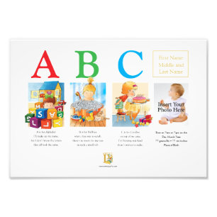 3 LETTER NAME POSTER + birth details + photo