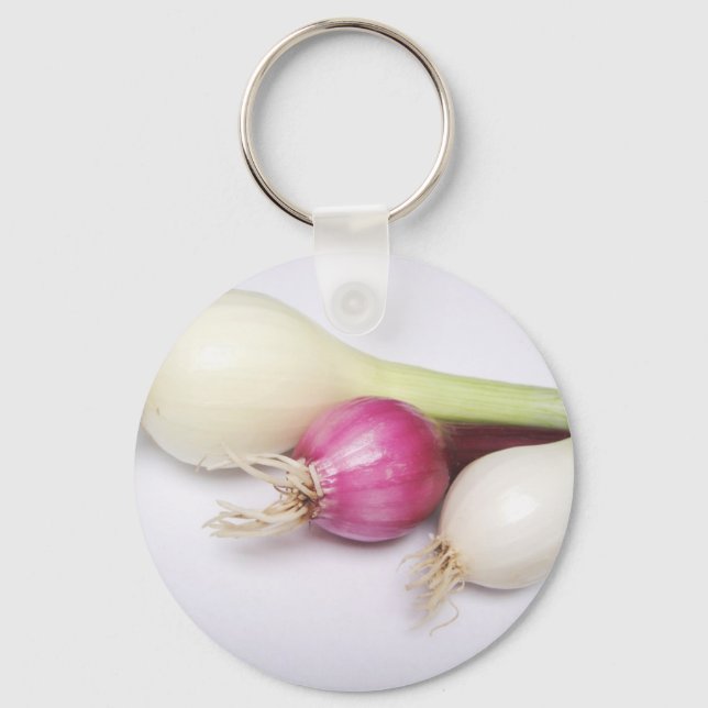 3 lila und weisse Zwiebeln Key Ring (Front)