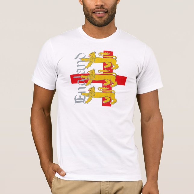 3 Lions on St George's Cross T-Shirt (Front)