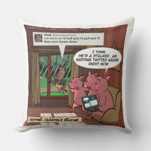 3 Little But Savvy Social Media Pigs Throw Pillow