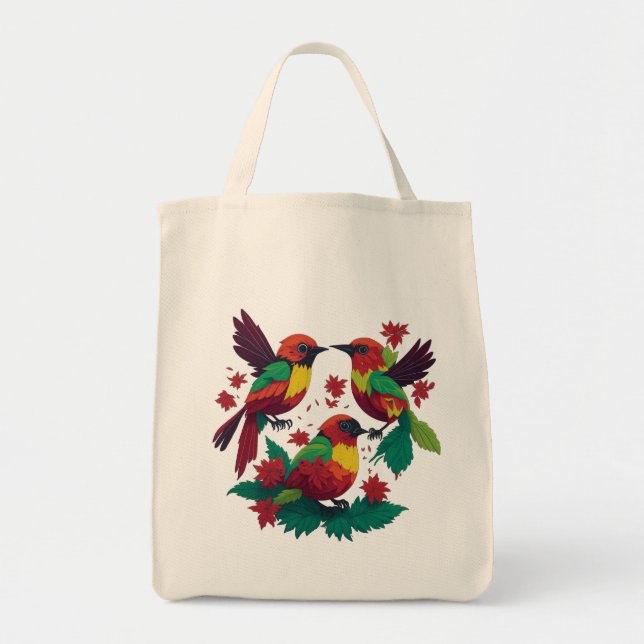 3 Little Reggae Birds Tote Bag (Front)