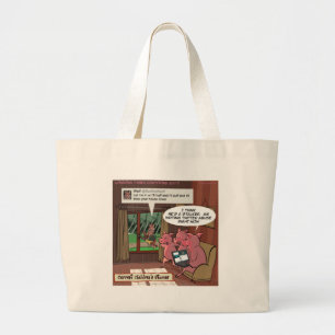 3 Little Social Media Savvy Pigs Large Tote Bag