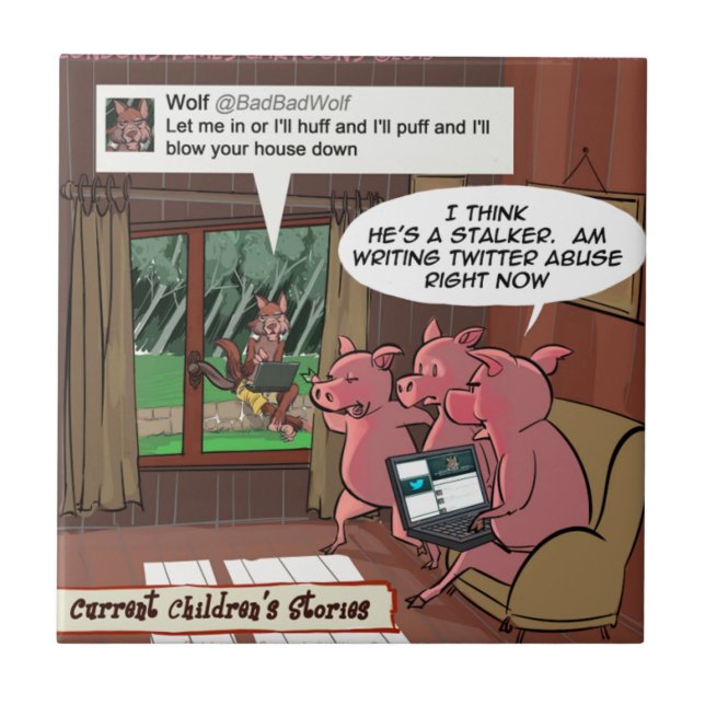 3 Little Social Media Savvy Pigs Tile (Front)