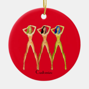 3 long-legged Ladies Standing Thunder_Cove Ceramic Tree Decoration