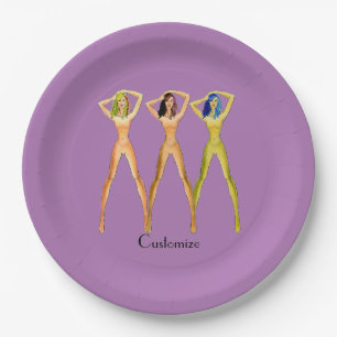 3 long-legged Ladies Standing Thunder_Cove Paper Plate