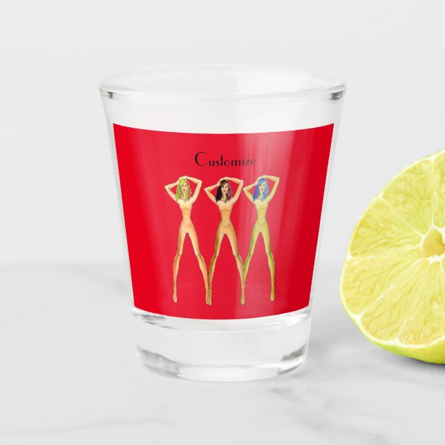 3 long-legged Ladies Standing Thunder_Cove Shot Glass (Front)