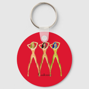 3 long-legged Ladies Standing Thunder_Cove  Square Key Ring