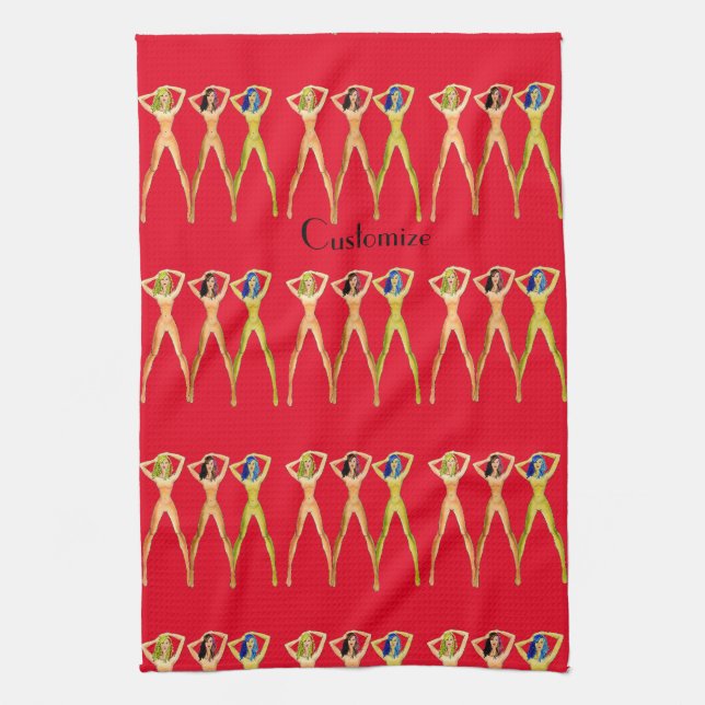 3 long-legged Ladies Standing Thunder_Cove  Tea Towel (Vertical)