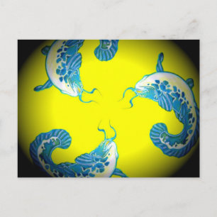 3 Lucky Blue Fish Postcard