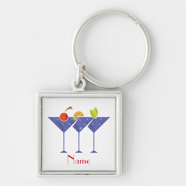 3 Martini Cocktails Thunder_Cove Key Ring (Front)