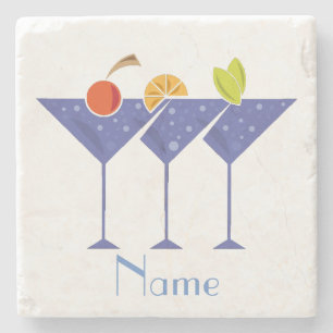 3 Martini Cocktails Thunder_Cove Stone Coaster