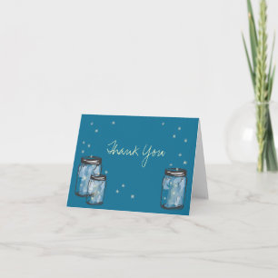 3 Mason Jars with Fireflies Thank You Card