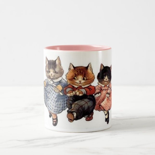 3 Merry Cats Two-Tone Coffee Mug (Center)