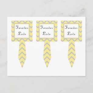 3 Modern Chevron Yellow/Grey Cup Cake Picks Postcard