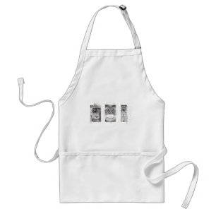 3 Monkeys Drawing Chinese New Year Zodiac Apron