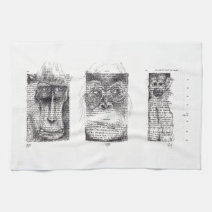 3 Monkeys for Monkey Year Zodiac Kitchen Towel