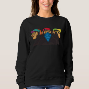 3 monkeys graffiti  hear see say nothing sweatshirt