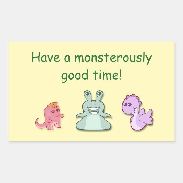 3 Monsters Personalised Monsterously Good Time Rectangular Sticker (Front)