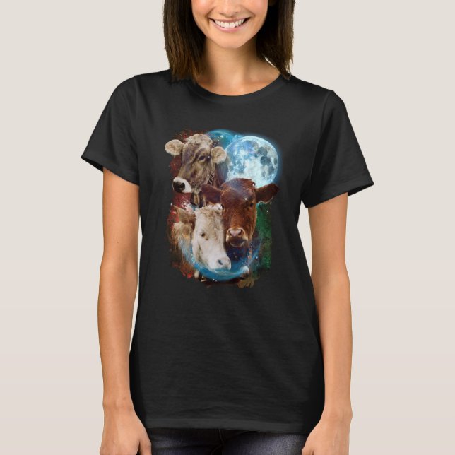 3 Moon Cow Livestock Cattle Animal T-Shirt (Front)