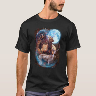 3 Moon Deer Animal Reindeer Graphic T-Shirt
