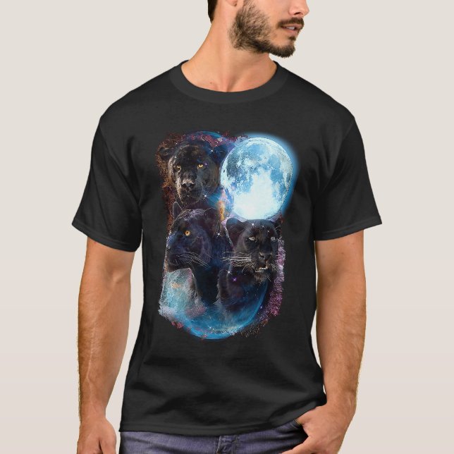3 Moon Panther  Cougar Graphic Animal T-Shirt (Front)