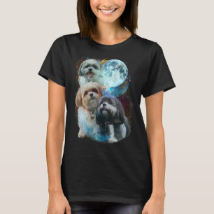 3 Moon Shih Tzu Dog  Canine Puppy Graphic Pet Humo T-Shirt