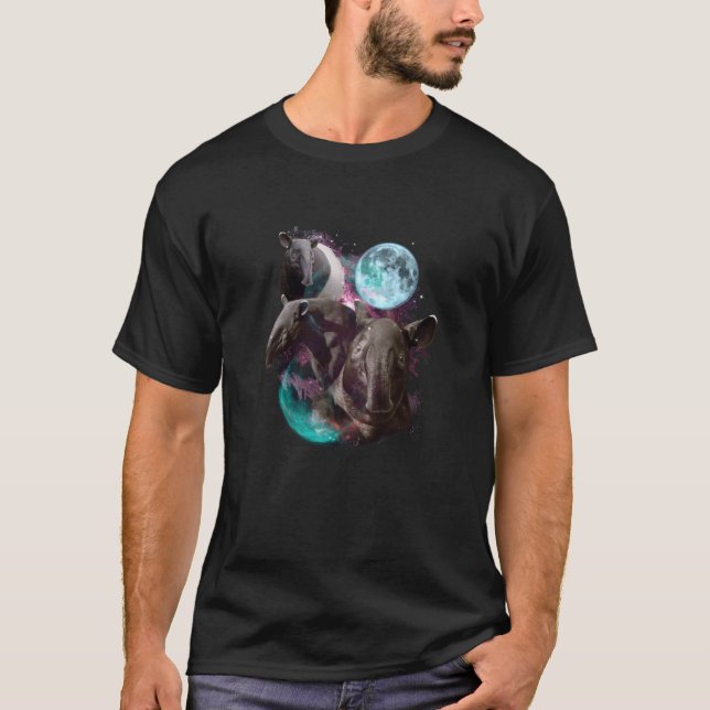 3 Moon Tapir Funny Tapirus Art Pig Animal Lovers T-Shirt (Front)