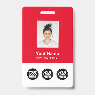 3 Multiple Logos Employee Photo, Bar Code , Name B ID Badge