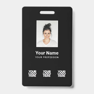 3 Multiple Logos Employee Photo, Bar Code , Name B ID Badge