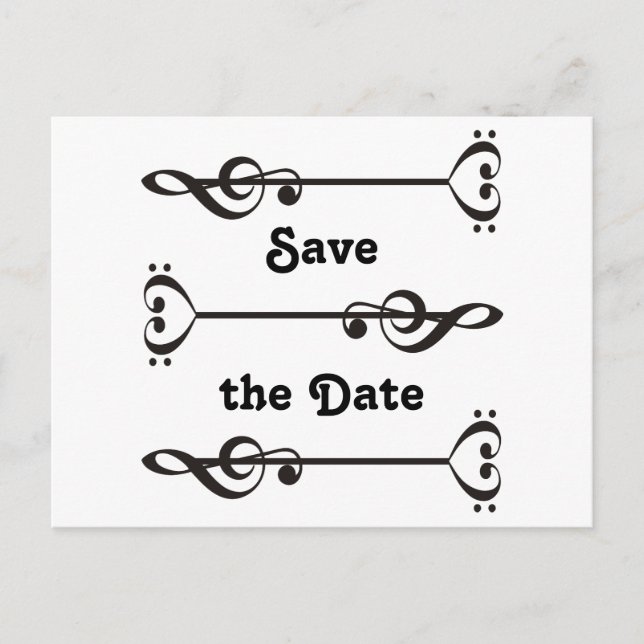 3 Music Arrows Announcement Postcard (Front)