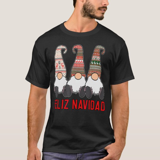 3 Nordic Gnomes Feliz Navidad Winter Christmas Cut T-Shirt (Front)