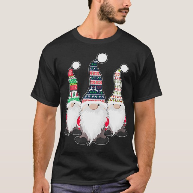 3 Nordic Gnomes Swedish Nisse Tomte Christmas Paja T-Shirt (Front)