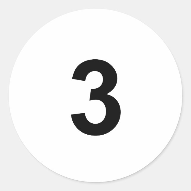 3 - number three classic round sticker (Front)