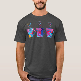 3 of Coffee Silhouettes cup of coffee Colourful Gr T-Shirt