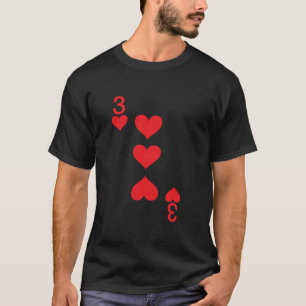 3 of Hearts Playing Card Halloween Costume T-Shirt