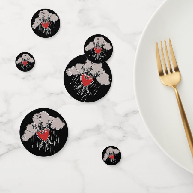 3 of Swords Love Heart Tarot Illustration Three Confetti (Group)