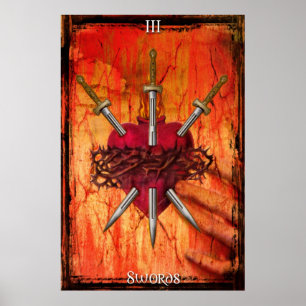 3 of Swords Tarot Print