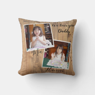3 Of Your Favorite Photos on Rustic Wood Cushion