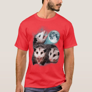 3 Opossum Moon Howling Opossum Head Funny For Men T-Shirt