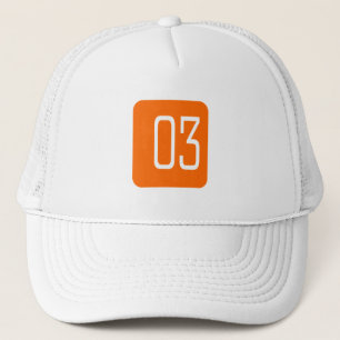 #3 Orange Square Trucker Hat