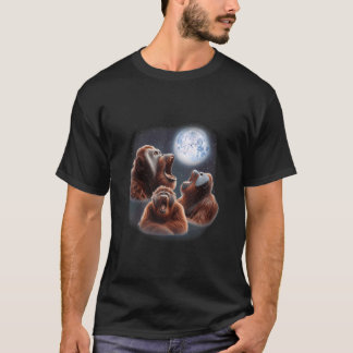 3 Orangutans Howling At The Moon Funny Orangutan L T-Shirt