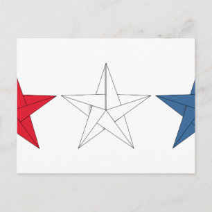 3 Origami Stars – Red, White, and Blue Postcard